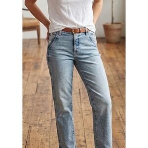 Express High Rise Straight Ankle Jeans Light Wash Sailor Button 6R Conscious